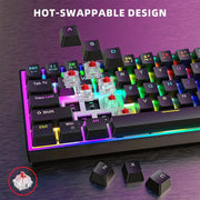 68 Keys Hot Swappable Transparent Gaming Keyboard RGB Backlit Outemu Gateron Cherry Axis Red Switch Wireless Mechanical Keyboard - Lacatang Shop