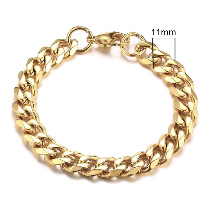 Vnox 3-11mm Chunky Miami Curb Chain Bracelet for Men, Stainless Steel Cuban Link Chain Wristband Classic Punk Heavy Male Jewelry - Lacatang Shop