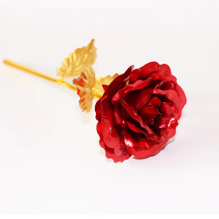 Artificial Flowers 24K Gold Rose with Box New Year Valentine\X27S Day Gift/Present Foil Flowers Home Decor Fake Roses