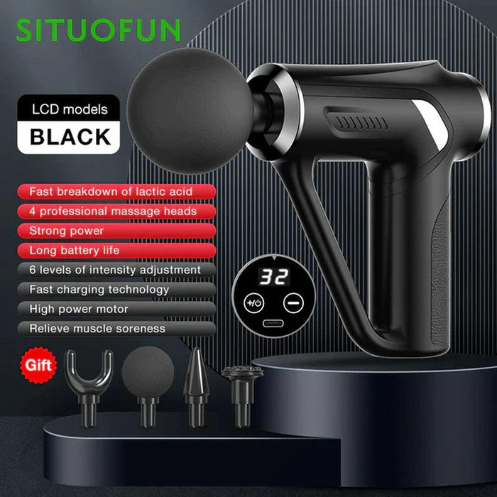 SITUOFUN Massage Gun 32 Levels Deep Tissue Neck Body Back Muscle Sport Electric Pistol Massager Exercise Relaxation Pain Relief - Lacatang Shop