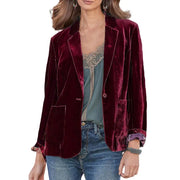 Stylish Women Coat Warm Fashion Golden Velvet Small Suit Jacket Long Sleeve 3D Cutting Office Outerwear by Lacatang Shop