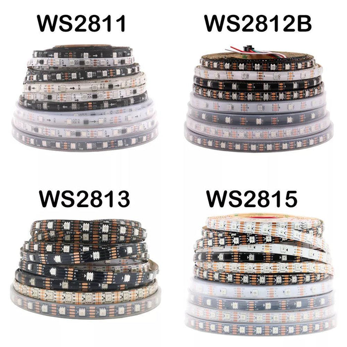 WS2812B WS2811 WS2813 WS2815 5050 RGBIC Smart LED Strip WS2812 Individually Addressable IC 30/60/144Pixels/Leds/m Light DC5V/12V - Lacatang Shop