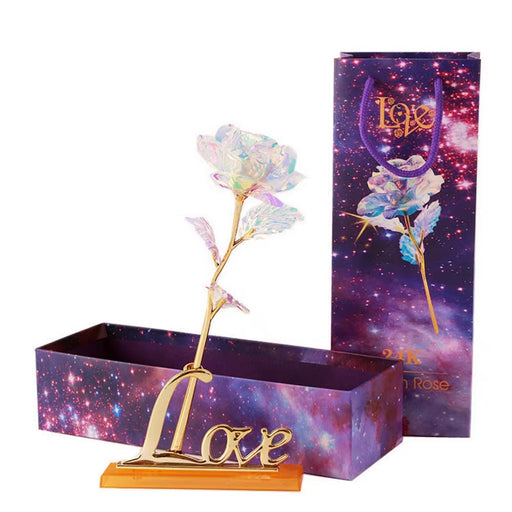 Artificial Flowers 24K Gold Rose with Box New Year Valentine\X27S Day Gift/Present Foil Flowers Home Decor Fake Roses