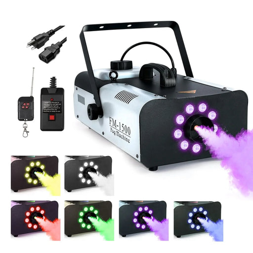 5 Core Fog Machine Indoor Outdoor 1500W 6000CFM Fogger Smoke Machine W LED 2.5 L Tank Remote