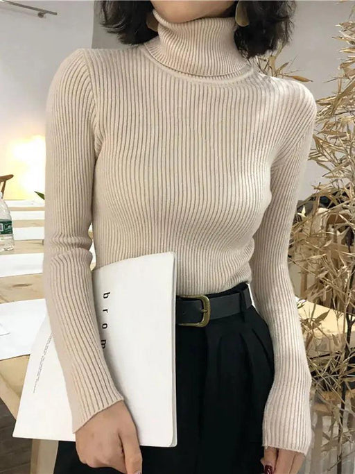 Turtleneck Sweater Womens 2024 Autumn Winter Tops Korean Slim Women Pullover Jumper Knitted Sweater Pull Femme Hiver Truien - Lacatang Shop