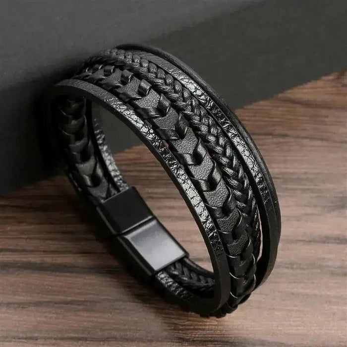 Classic Men's Leather Bracelet New Style Hand-woven Multi-layer Combination Accessory Fashion Man Jewelry Wholesale Dropshipping - Lacatang Shop