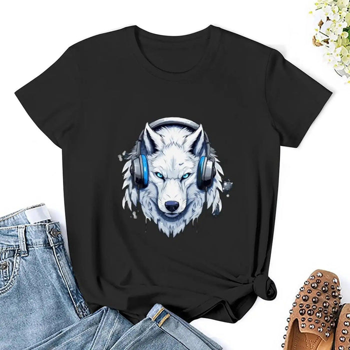 Wolf Gamer T-Shirt summer clothes funny animal print shirt for girls oversized t shirts for Women - Lacatang Shop