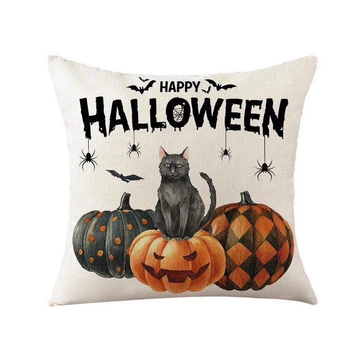 4Pcs Halloween Pumpkin Pillow Covers,18X18 Inches Trick or Treat Farmhouse Decor Boo Halloween Decorative 31 October Throw Pillow Cover - Lacatang Shop