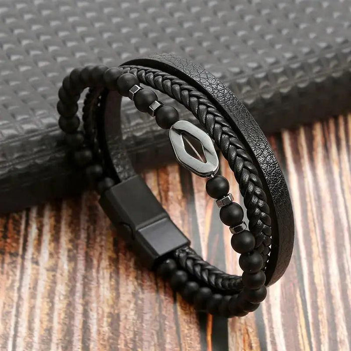 Classic Men's Leather Bracelet New Style Hand-woven Multi-layer Combination Accessory Fashion Man Jewelry Wholesale Dropshipping - Lacatang Shop