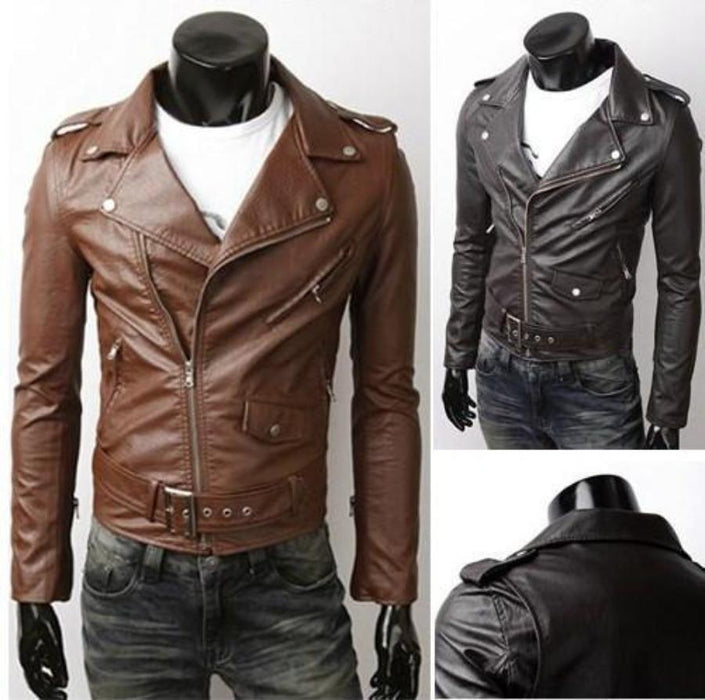 Ninja Stealth Black Mens Faux Leather Biker Jacket - Lacatang Shop