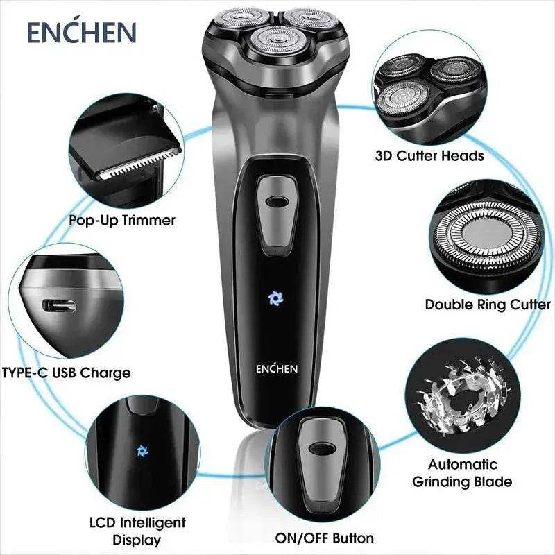 Enchen Blackstone Electrical Rotary Shaver For Men 3d Floating Blade Enchen Blackstone 3D Floating Blade Rotary Shaver for Men Other AliExpress Lacatang Shop 