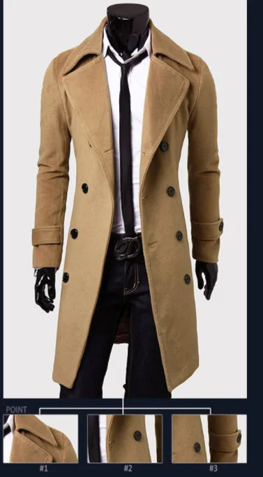 Classic Men's Long Overcoat