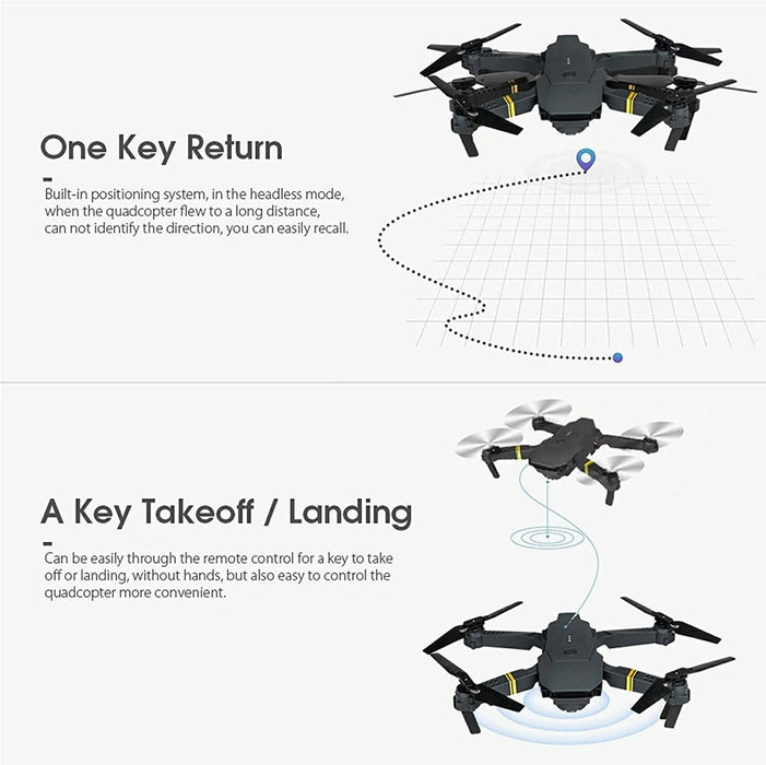 Foldable Quadcopter Drone 720P/1080P/4k HD RC - Lacatang Shop