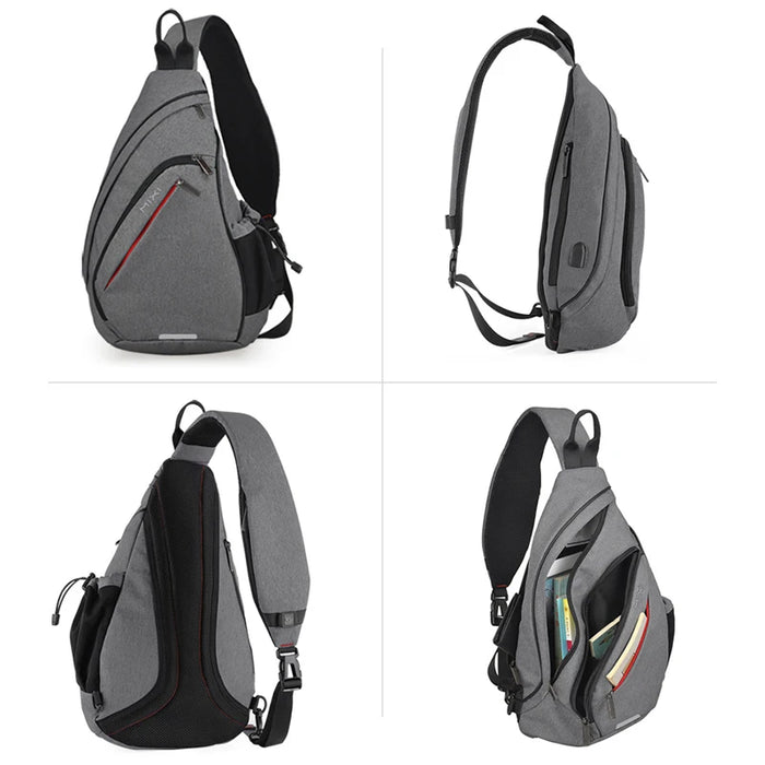 Mixi Men One Shoulder Backpack Women Sling Bag Crossbody USB Boys Cycling Sports Travel Versatile Fashion Bag Student School Mixi One Shoulder Sling Backpack: Crossbody, USB, Versatile Travel Bag  Lacatang Shop Lacatang Shop 