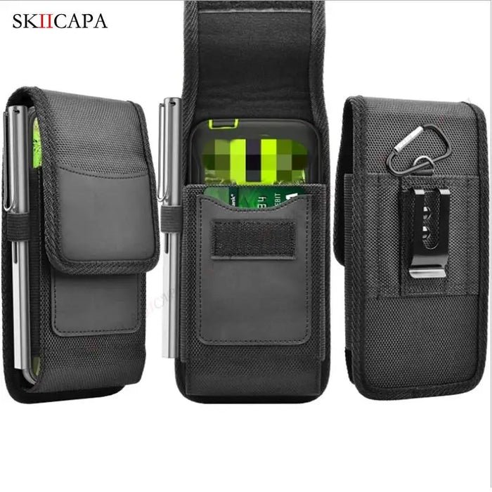 Racing Belt Clip Holster Waist Bag for Samsung S24 Ultra Plus and Galaxy A Series - Oxford Cloth Leather Phone Pouch