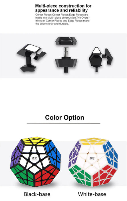 QIYI Stickerless Megaminx Puzzle Cube - Professional 12-Sided Speed Cube Educational Toy for Kids