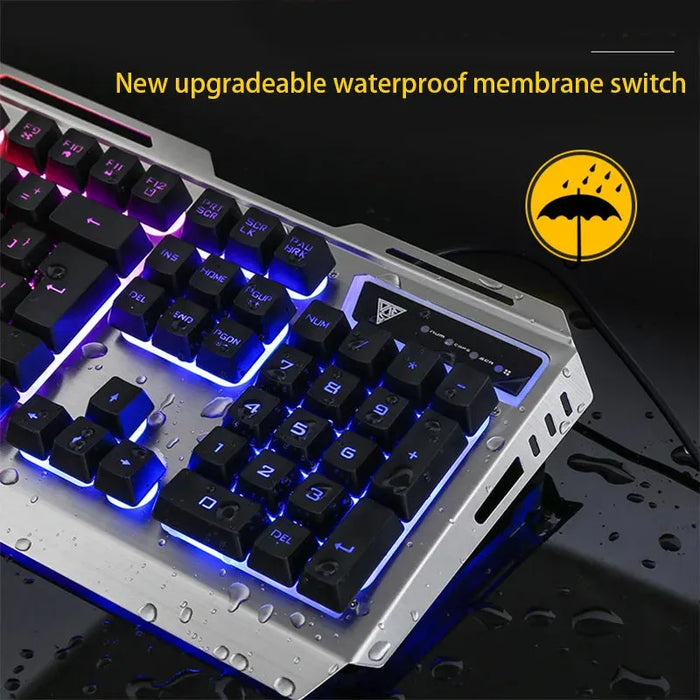 Wired Gaming Keyboard and Mouse Combo with Orange Yellow LED Backlit, Dirt-Proof,Waterproof,Ergonomic Design,Mechanical For Game