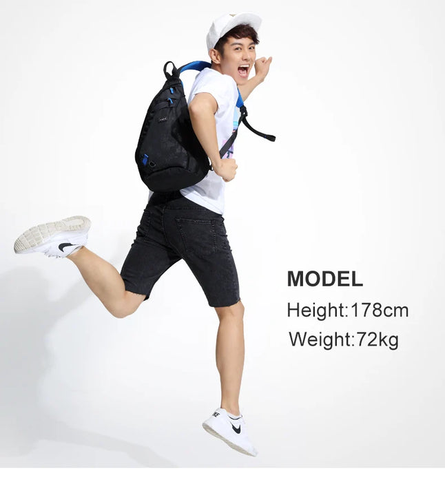 Mixi Fashion Backpack for Men One Shoulder Chest Bag Male Messenger Boys College School Bag Travel Causal Black 17 19 inch Mixi Men's One Shoulder Fashion Backpack - Casual Black Messenger Bag  Lacatang Shop Lacatang Shop 