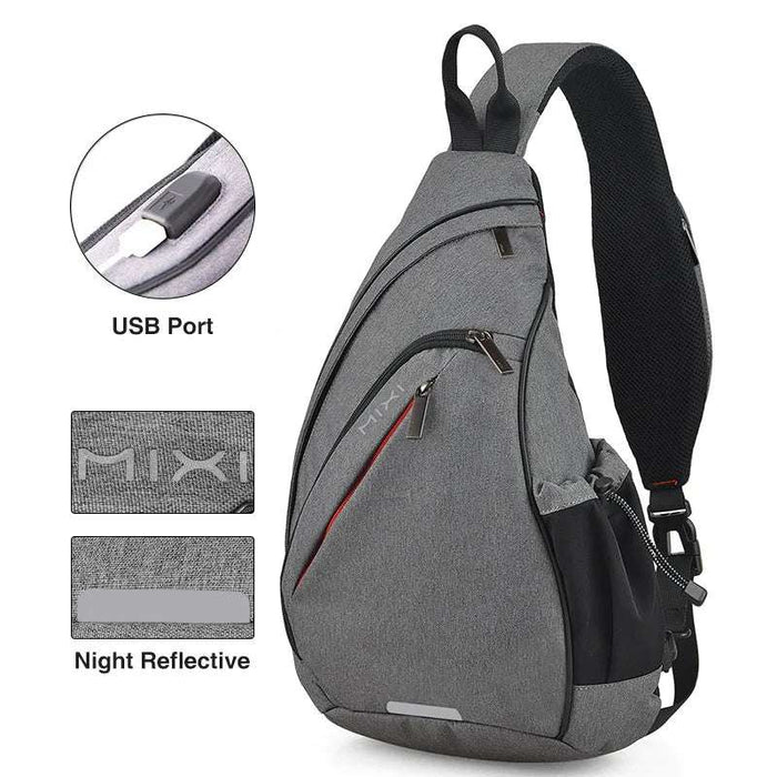 Mixi Men One Shoulder Backpack Women Sling Bag Crossbody USB Boys Cycling Sports Travel Versatile Fashion Student School Mixi Men One Shoulder Backpack for On-the-Go Travel and Fashionable School Style  Lacatang Shop Lacatang Shop 