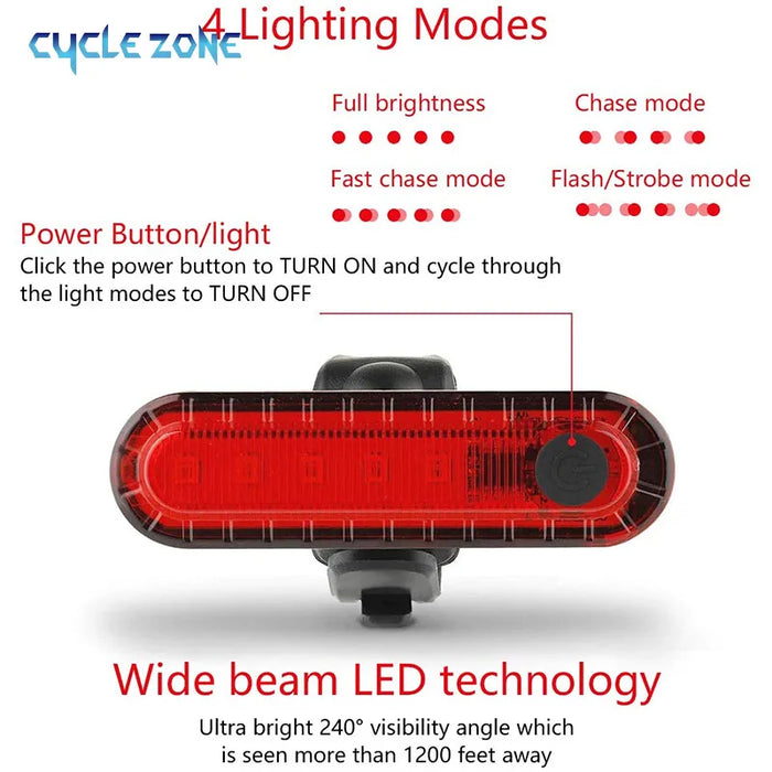 USB Rechargeable LED Rear Bike Tail Light - Ultra Bright Red Cycling Safety Light with 4 Modes for Night Riding