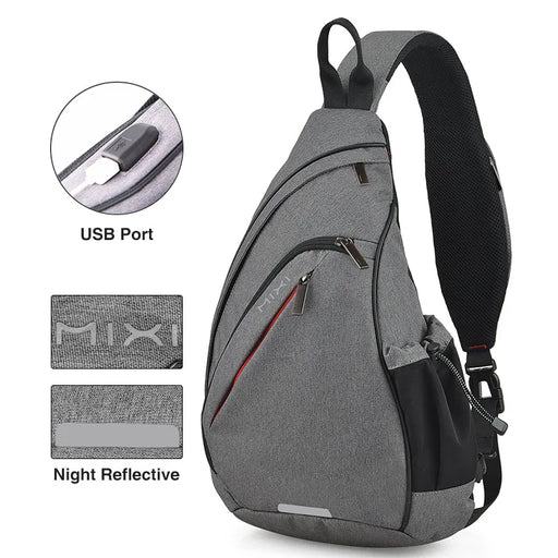 Mixi Men One Shoulder Backpack Women Sling Bag Crossbody USB Boys Cycling Sports Travel Versatile Fashion Bag Student School Mixi One Shoulder Sling Backpack: Crossbody, USB, Versatile Travel Bag  Lacatang Shop Lacatang Shop 