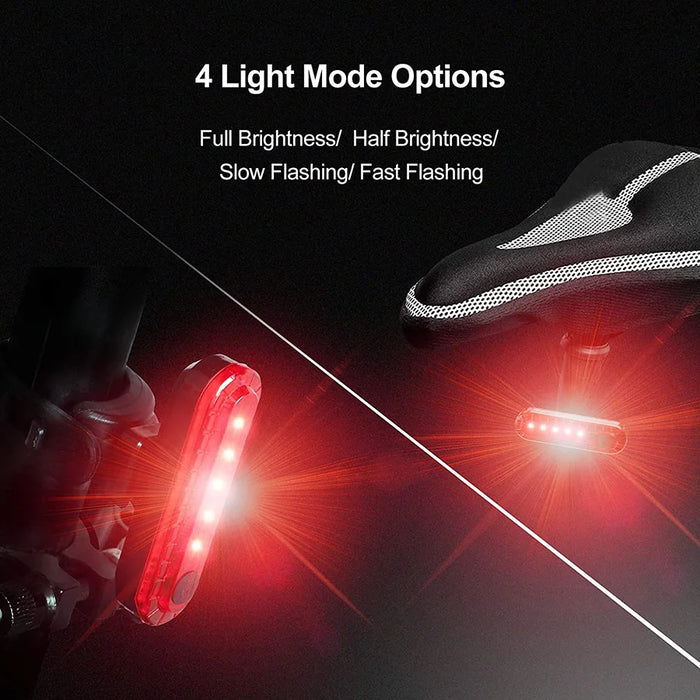 USB Rechargeable Red LED Bicycle Tail Light - Ultra Bright Rear Bike Safety Light for Night Riding