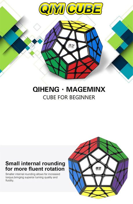 QIYI Professional 12-Sided Stickerless Megaminx Magic Cube - Speed Puzzle Educational Toy for Kids