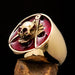 Perfectly crafted Men's Masonic Skull Ring Red - Solid Brass - Lacatang Shop