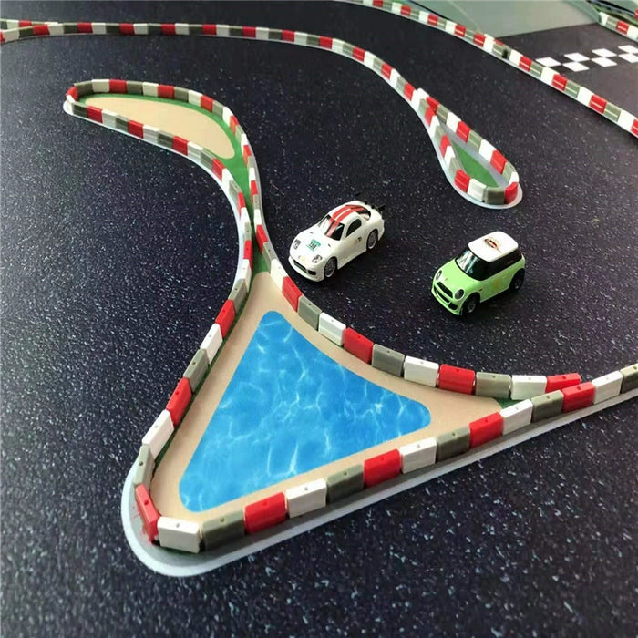 Turbo Racing Drift Track Set with Cement Pier and Jumping Platform, 1:76 Scale Car Scene Mat