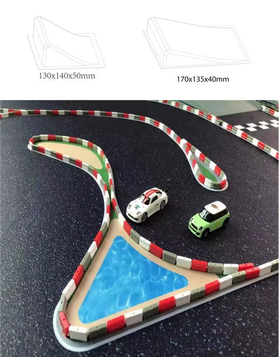 Turbo Racing 1:76 Electric Drift Track Set with Cement Pier and Jumping Platform