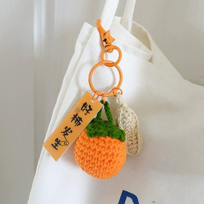 Good Thing Happening Doll Pendant Doll Handmade Woven Keychain Lucky Persimmon Schoolbag Bag Charm Key Chain - Lacatang Shop