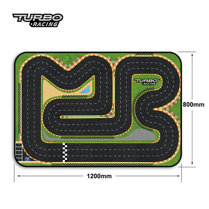 Turbo Racing Drift Track Set with Cement Pier and Jumping Platform, 1:76 Scale Car Scene Mat