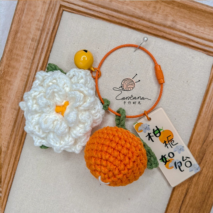 Citrus Gardenia Keychain Crochet Material Package Small Pendant Good Life DIY Wool Hand-Woven Gift