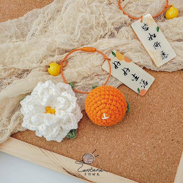 Citrus Gardenia Keychain Crochet Material Package Small Pendant Good Life DIY Wool Hand-Woven Gift - Lacatang Shop