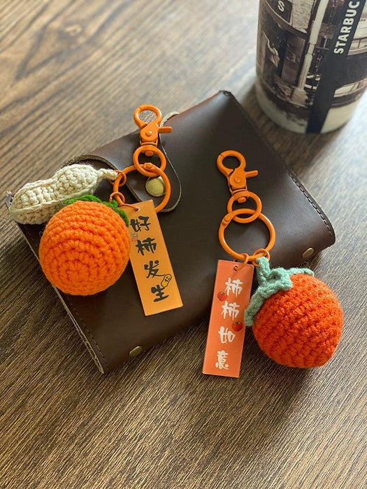 Good Thing Happening Doll Pendant Doll Handmade Woven Keychain Lucky Persimmon Schoolbag Bag Charm Key Chain - Lacatang Shop