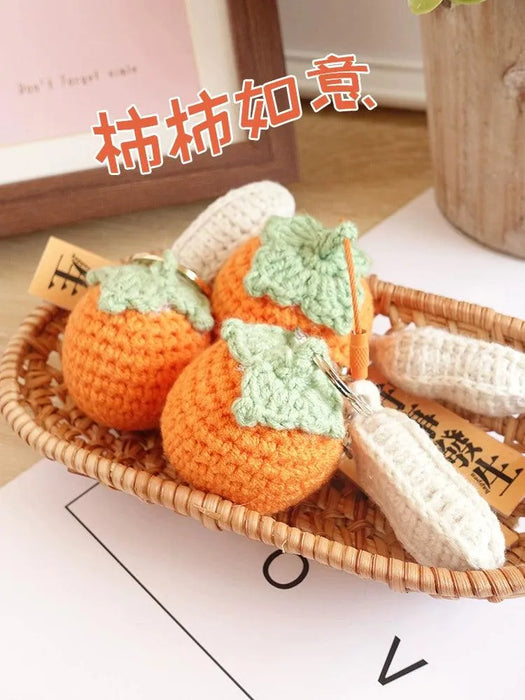 Good Thing Happening Doll Pendant Doll Handmade Woven Keychain Lucky Persimmon Schoolbag Bag Charm Key Chain - Lacatang Shop