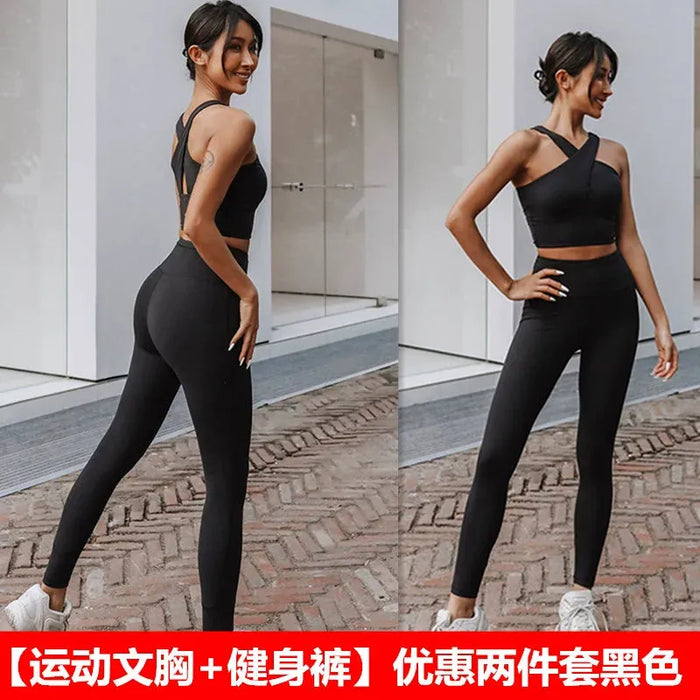 Women's Beauty Back Cross Sling Bubble Wrap Sports Bra Underwear Tube Top Women's Sexy Workout Clothes Running Yoga Suit