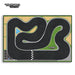 The Lacatang Shop Turbo Drift Remote Control Car Track for Big and Small Scenes features a winding race track with a checkered finish line, black paths bordered by grass and sand-like areas, and the "TURBO Racing" logo adding flair in the top left and bottom center.