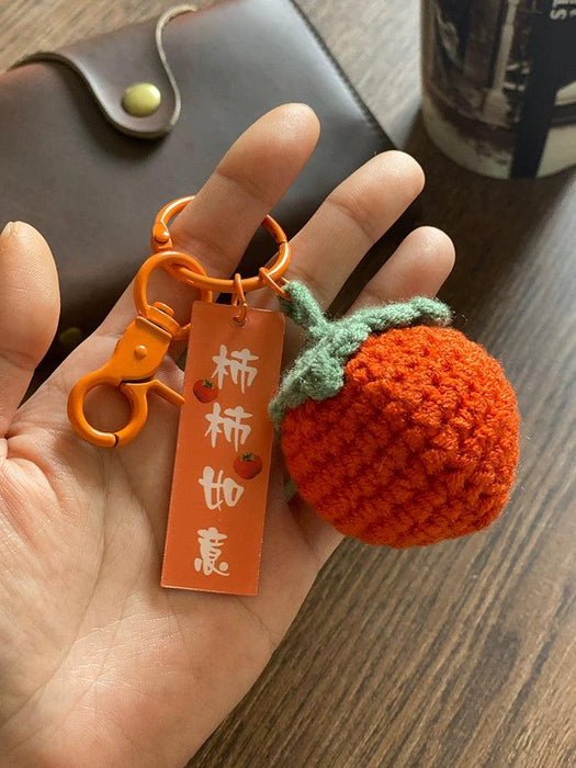 Good Thing Happening Doll Pendant Doll Handmade Woven Keychain Lucky Persimmon Schoolbag Bag Charm Key Chain - Lacatang Shop