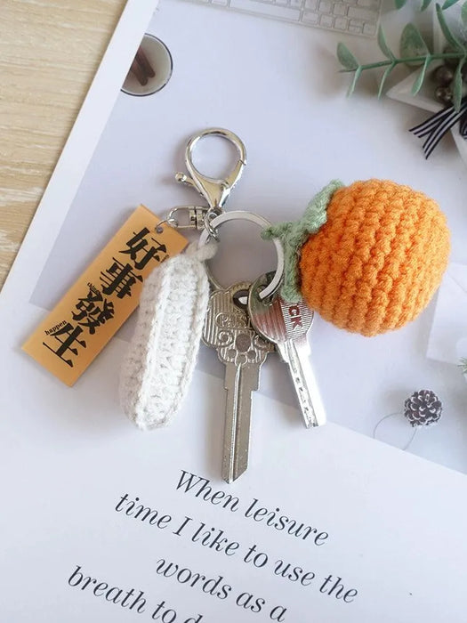 Good Thing Happening Doll Pendant Doll Handmade Woven Keychain Lucky Persimmon Schoolbag Bag Charm Key Chain - Lacatang Shop