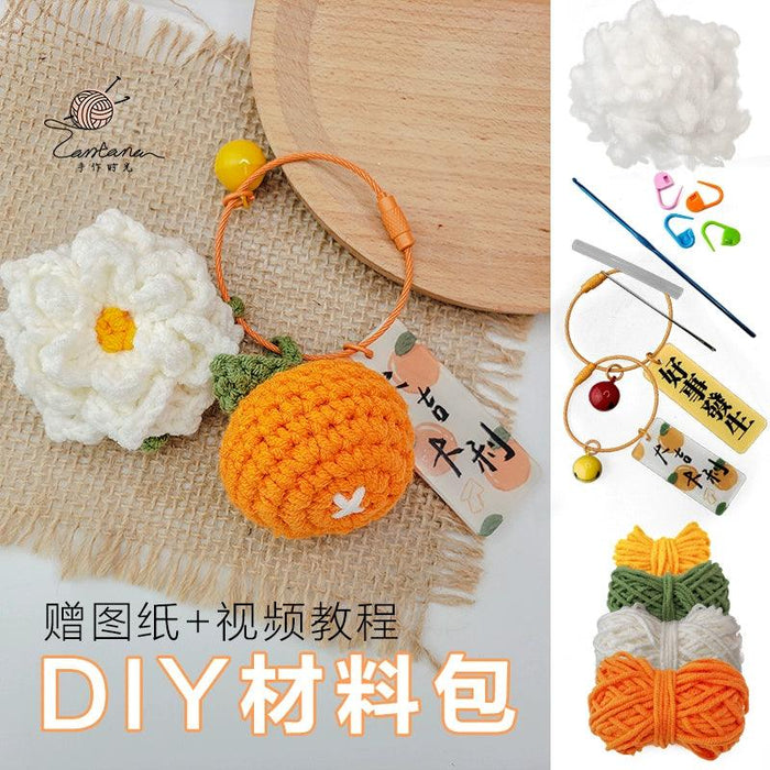 Citrus Gardenia Keychain Crochet Material Package Small Pendant Good Life DIY Wool Hand-Woven Gift - Lacatang Shop