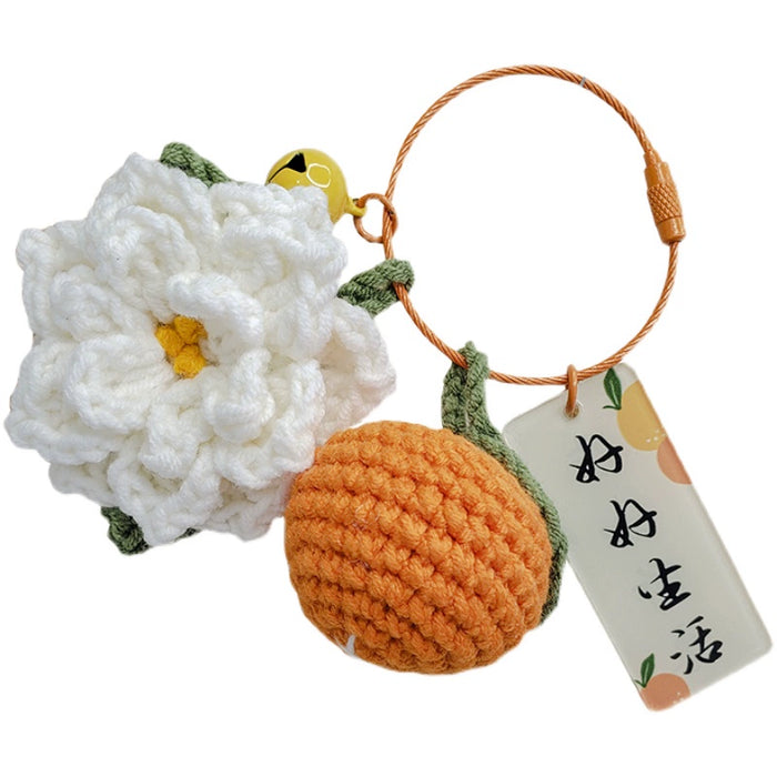 Citrus Gardenia Keychain Crochet Material Package Small Pendant Good Life DIY Wool Hand-Woven Gift