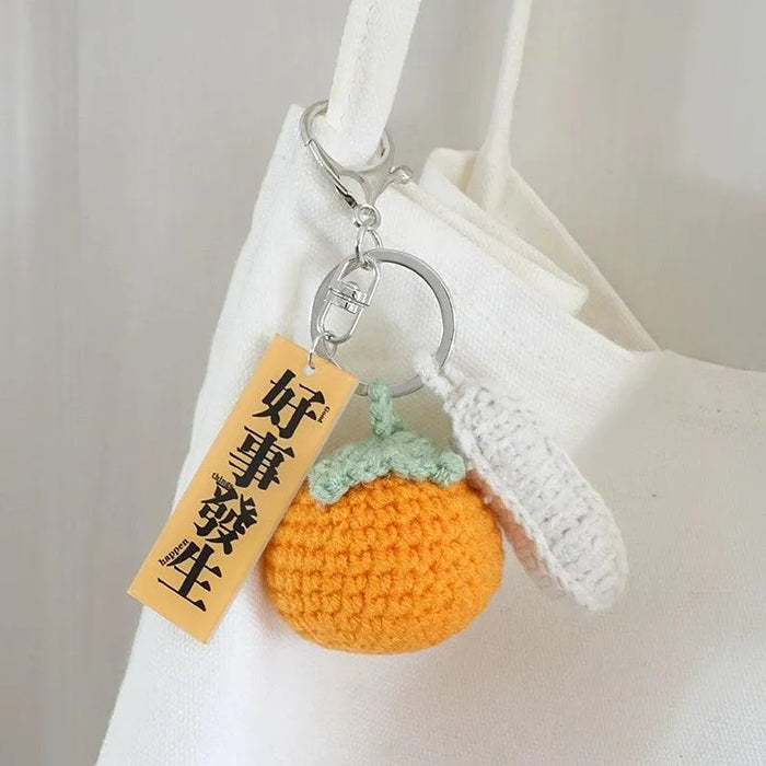 Good Thing Happening Doll Pendant Doll Handmade Woven Keychain Lucky Persimmon Schoolbag Bag Charm Key Chain - Lacatang Shop