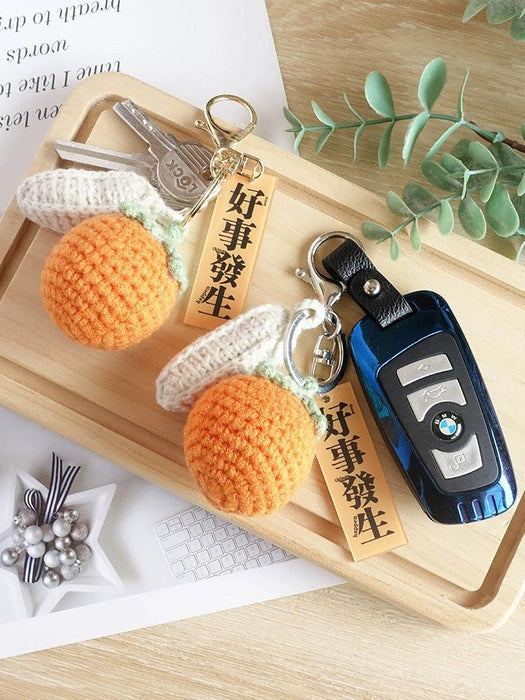 Good Thing Happening Doll Pendant Doll Handmade Woven Keychain Lucky Persimmon Schoolbag Bag Charm Key Chain - Lacatang Shop