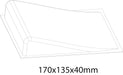 Line drawing of a rectangular object with curved edges, marked 170x135x40mm, reminiscent of the sleek design found in Lacatang Shop's Turbo Remote Control Drift Car Track for All Ages.