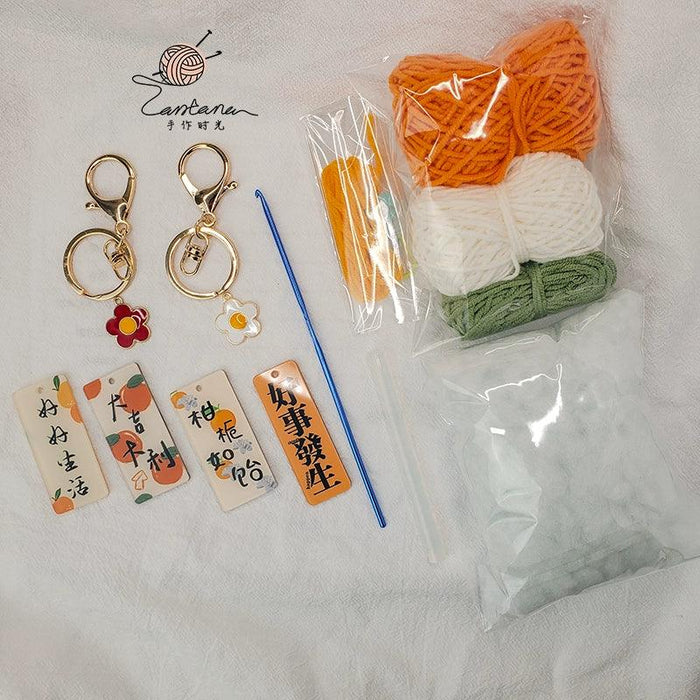 Citrus Gardenia Keychain Crochet Material Package Small Pendant Good Life DIY Wool Hand-Woven Gift - Lacatang Shop