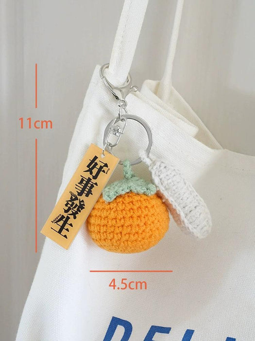 Good Thing Happening Doll Pendant Doll Handmade Woven Keychain Lucky Persimmon Schoolbag Bag Charm Key Chain - Lacatang Shop