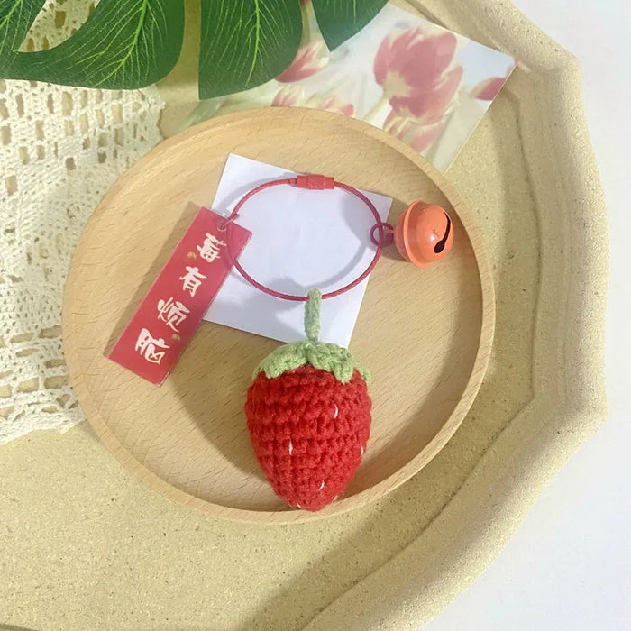 Crocheted Berry Keychain Pendant - Tipsy Strawberry Design with Customization Options - Lacatang Shop