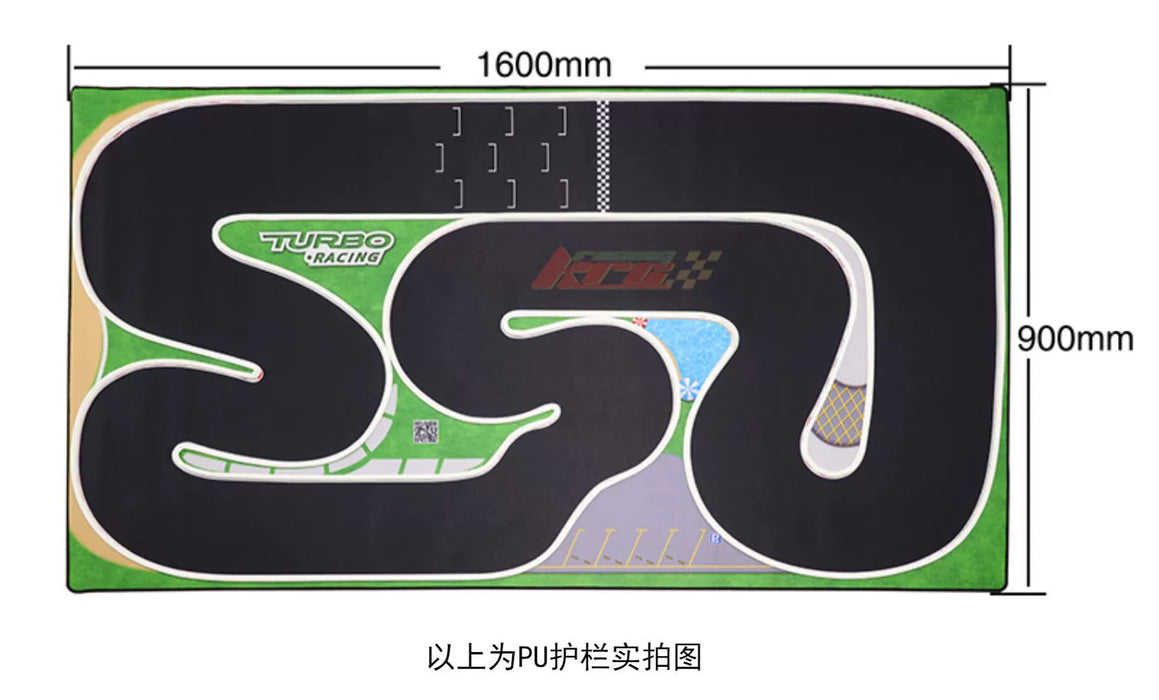 Turbo Racing Drift Track Set with Jumping Platform and Cement Pier - 1:76 Scale Car Scene Mat