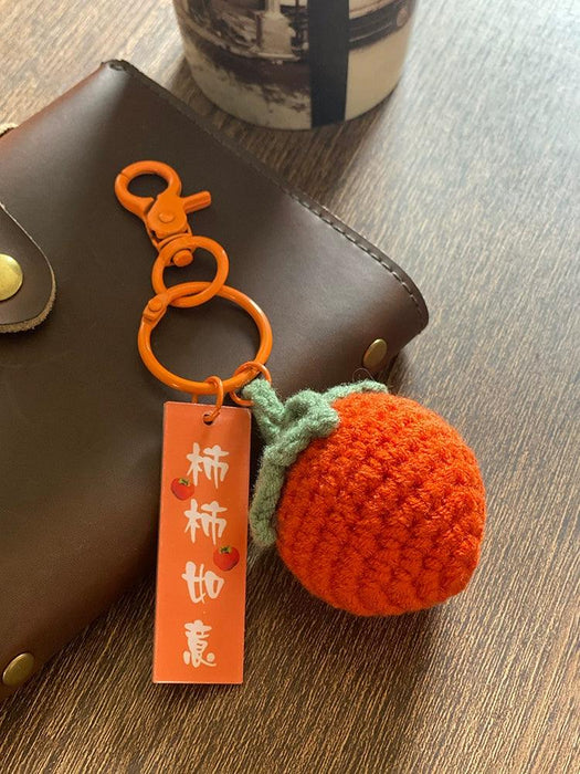 Good Thing Happening Doll Pendant Doll Handmade Woven Keychain Lucky Persimmon Schoolbag Bag Charm Key Chain - Lacatang Shop